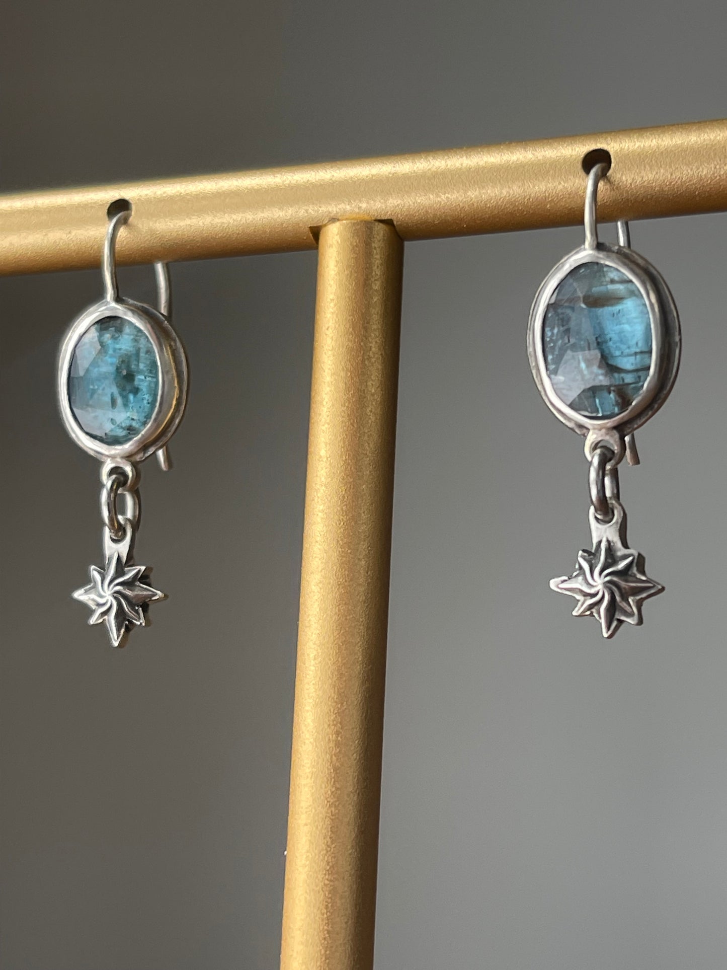 *Ocean of Starlight • Teal Kyanite Celestial Drop Dangle Earrings