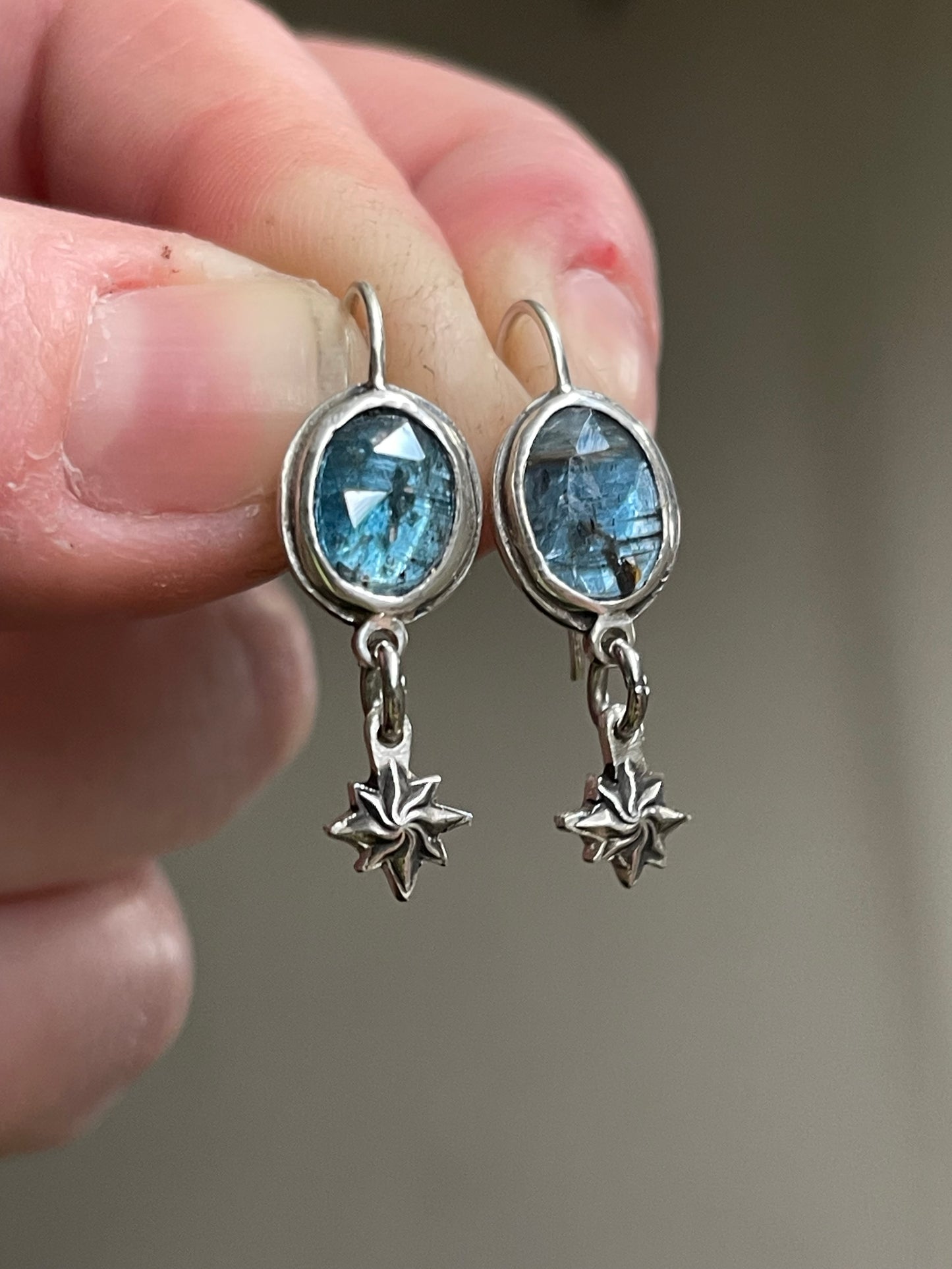 *Ocean of Starlight • Teal Kyanite Celestial Drop Dangle Earrings