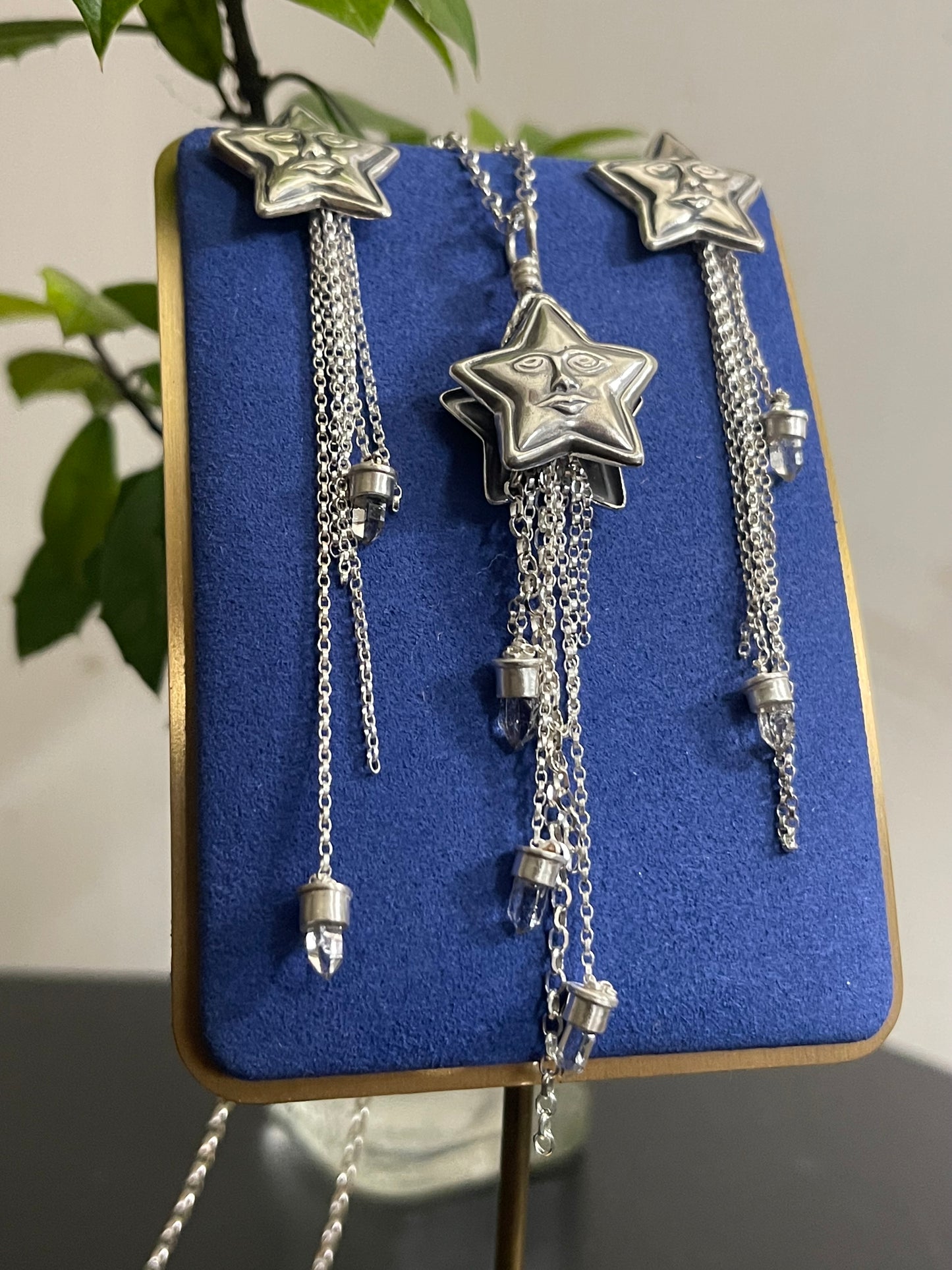 *Dreams Beneath Starlight Stud Dangle Crystal Fringe Earrings