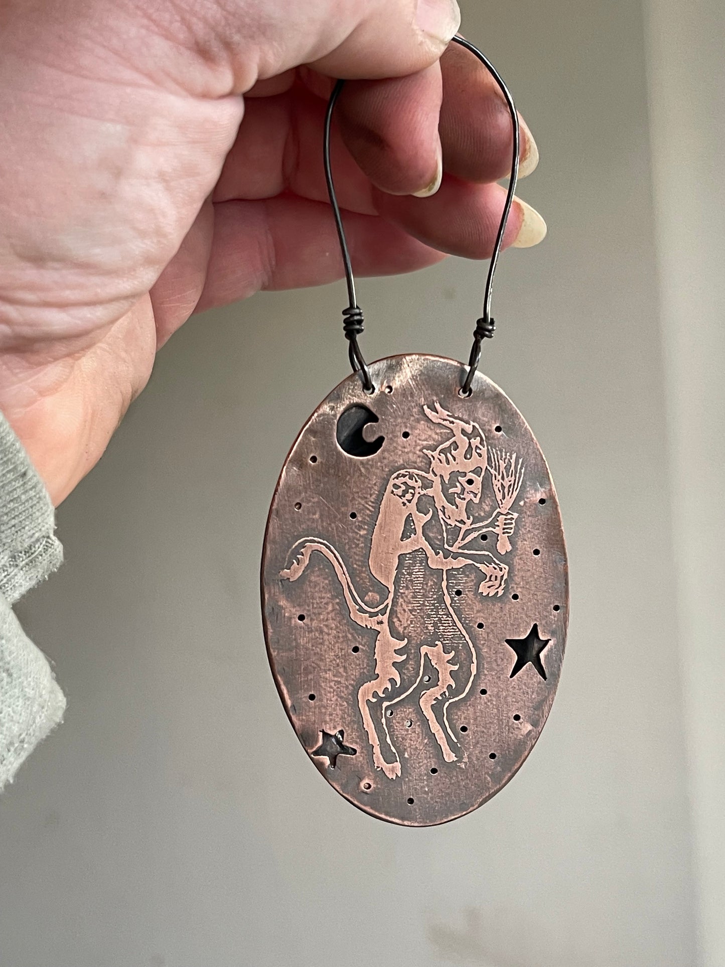 *Creepin’ Krampus • Hollowform Etched Copper Ornament