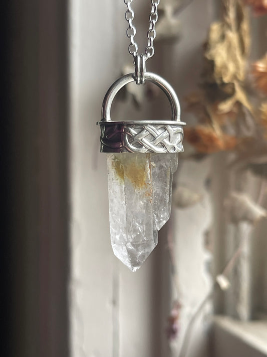 *Viking Knot Sunshine Quartz Crystal Necklace