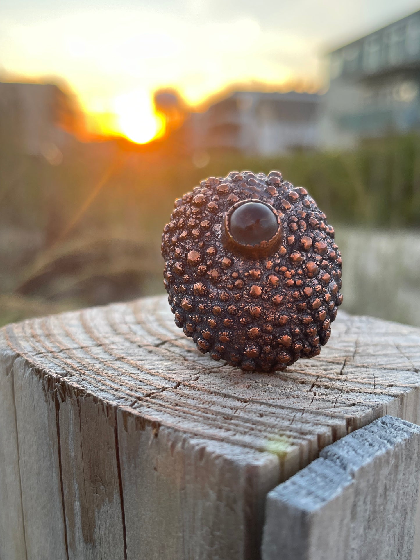 Sea Urchin Electroformed Copper Statement Ring