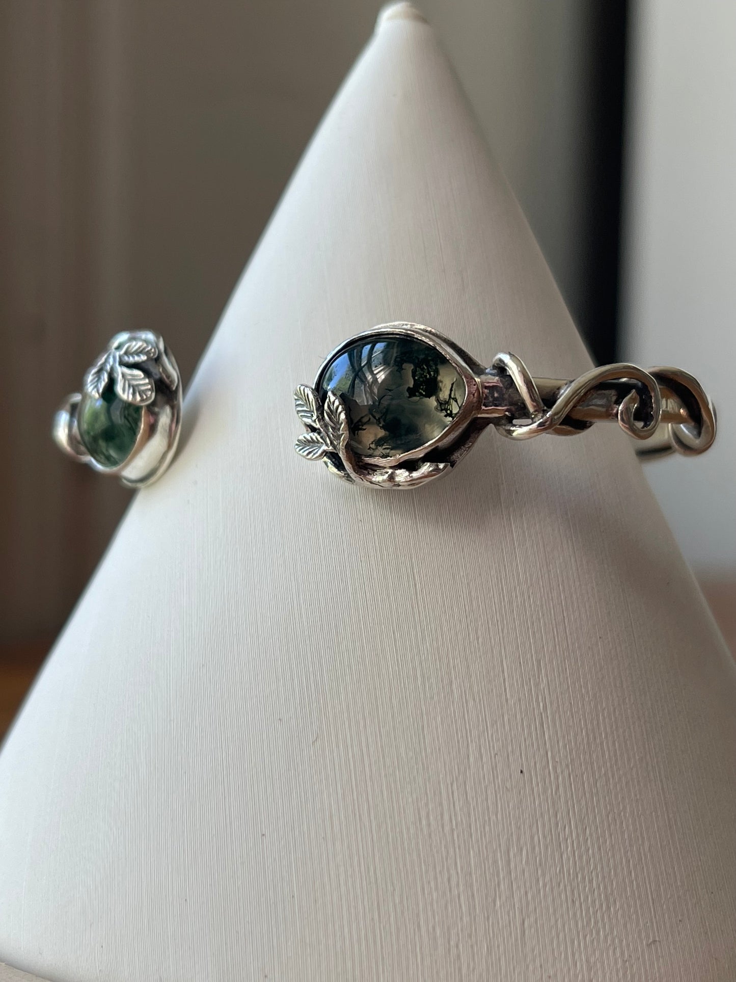 *Forest Floor Moss Agate Cuff Bracelet • Sterling Silver