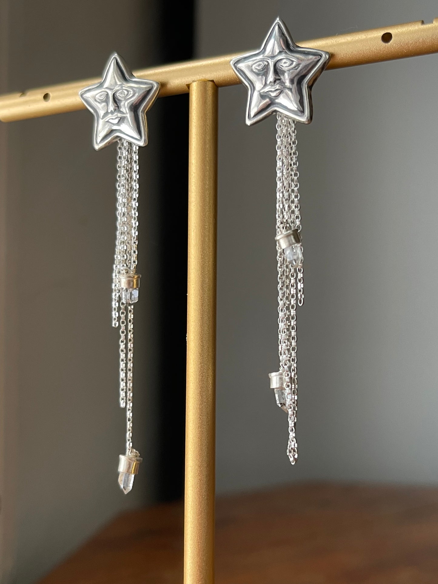 *Dreams Beneath Starlight Stud Dangle Crystal Fringe Earrings