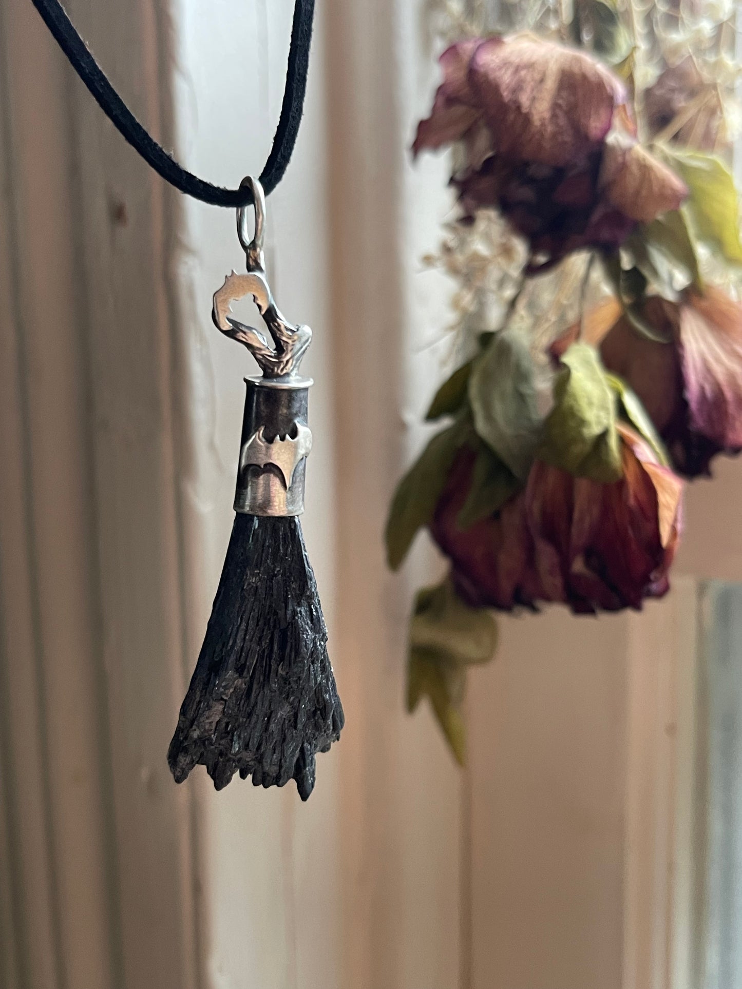 Creature of the Night Witch Crystal Broom Pendant