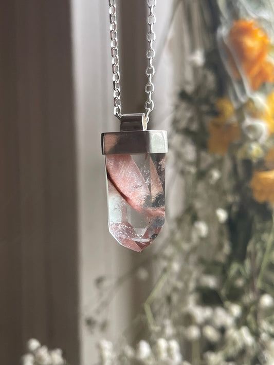 *Bloom • Angel Wing Phantom Quartz Crystal Necklace • Sterling Silver