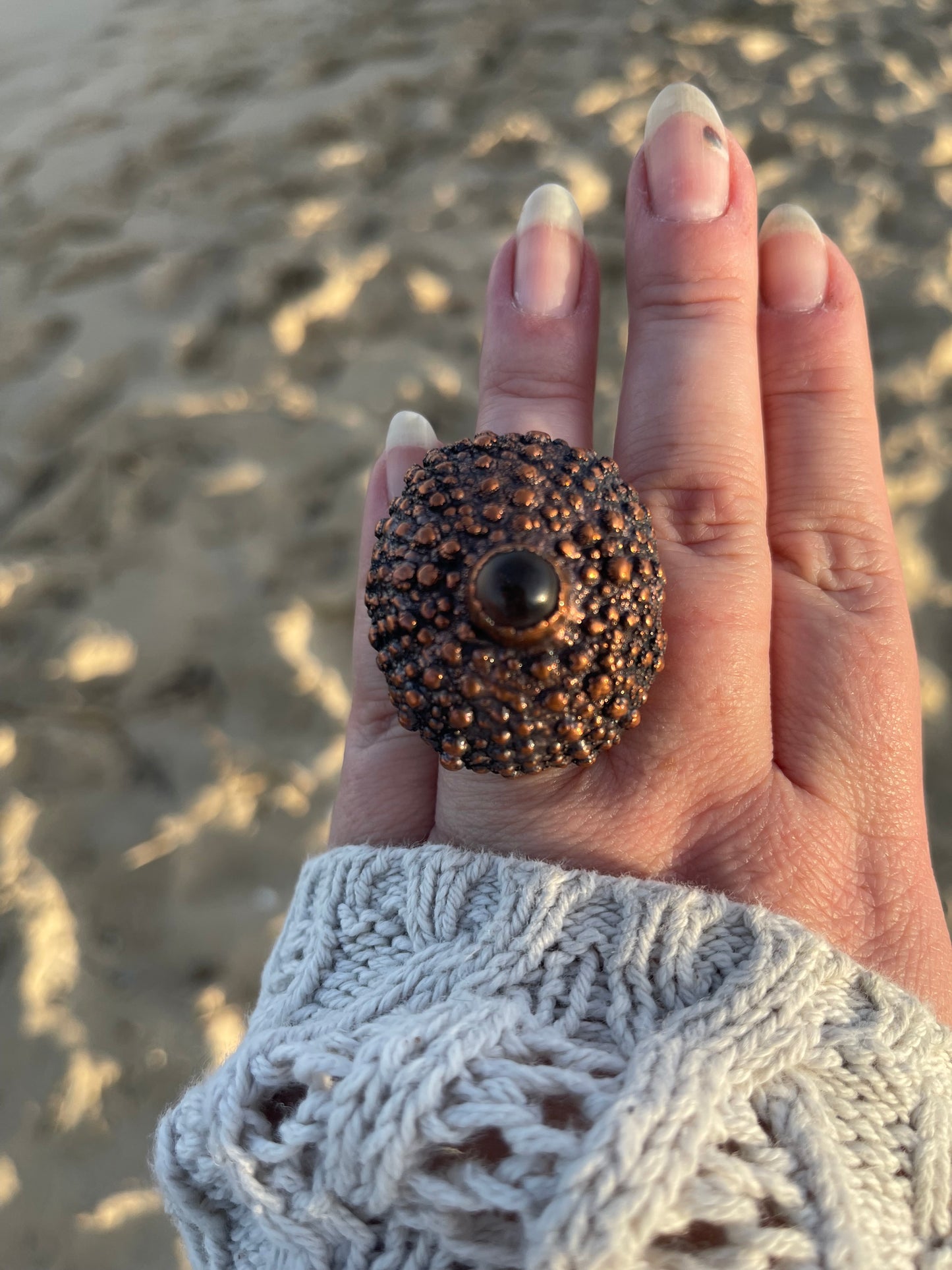 Sea Urchin Electroformed Copper Statement Ring