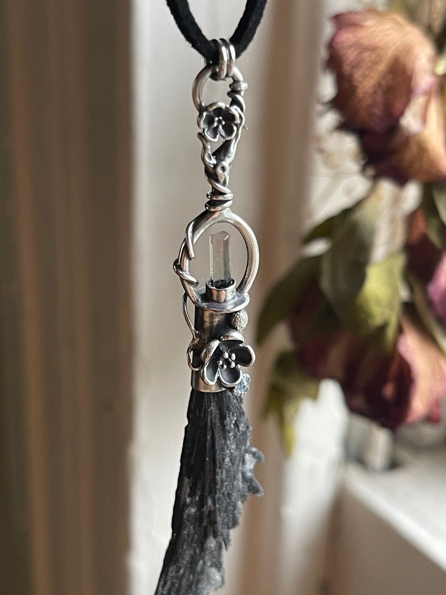 Garden Witch Crystal Broom Pendant