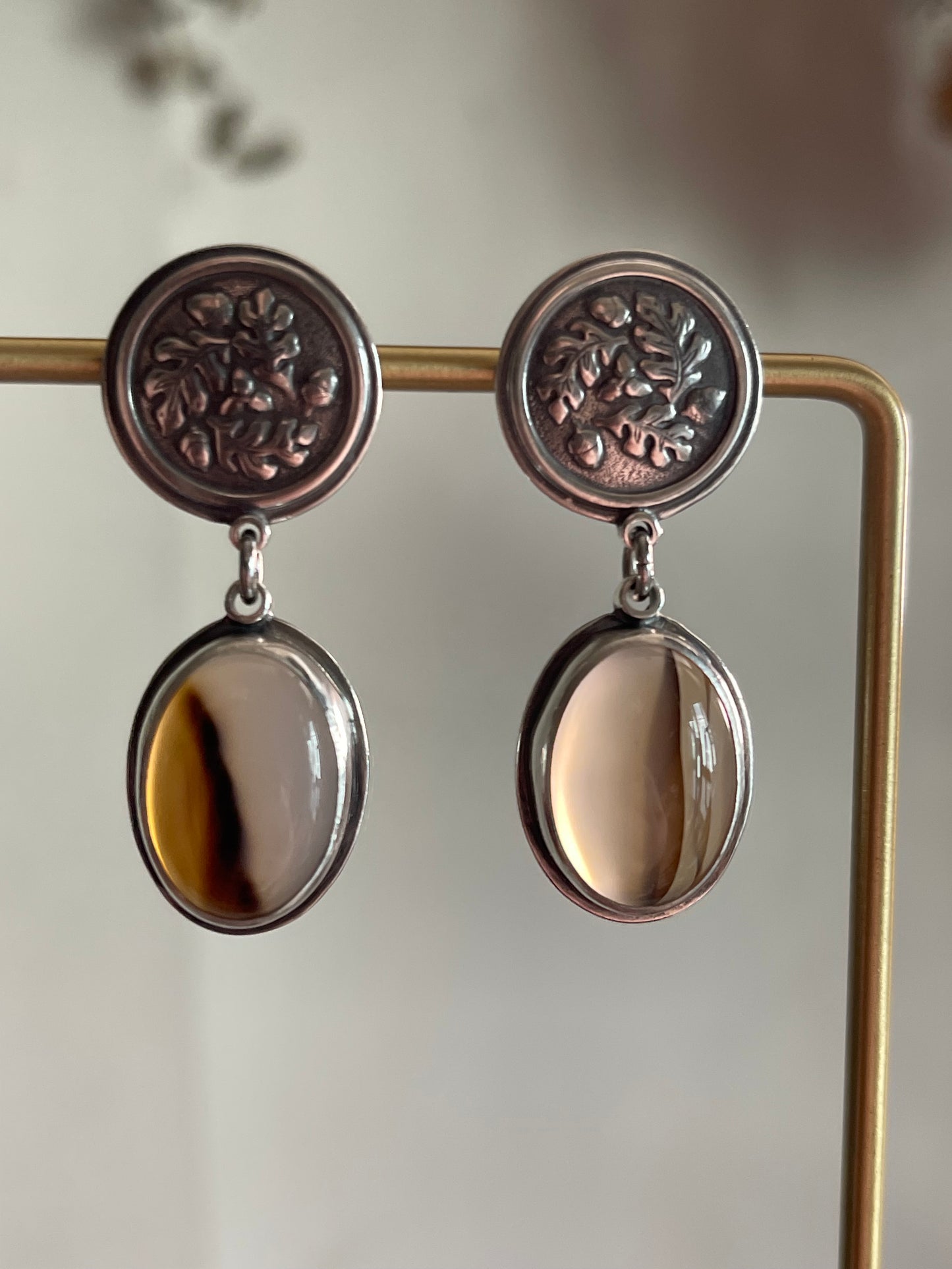 Acorn & Ember • Montana Agate Stud Dangle Earrings