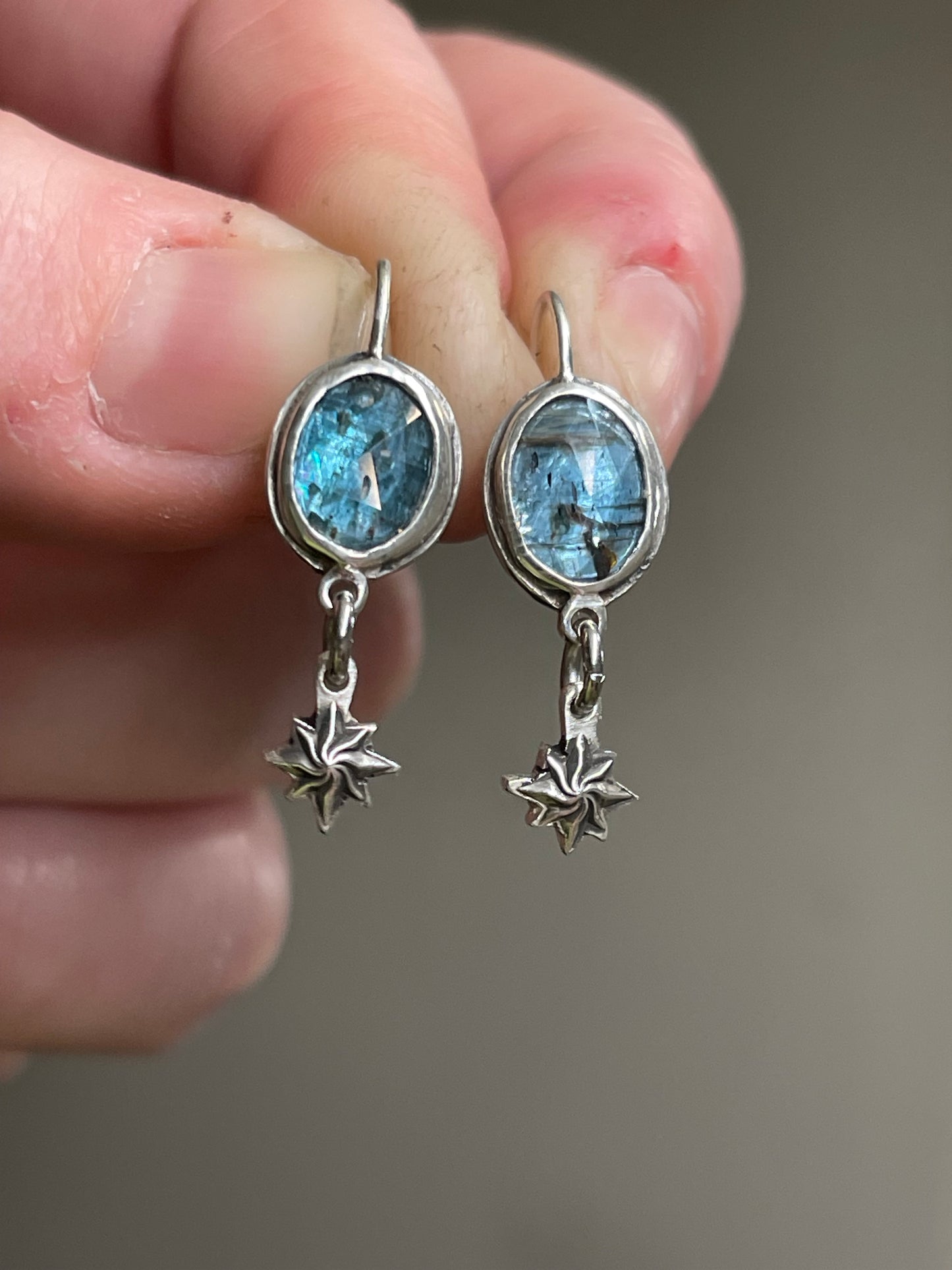 *Ocean of Starlight • Teal Kyanite Celestial Drop Dangle Earrings