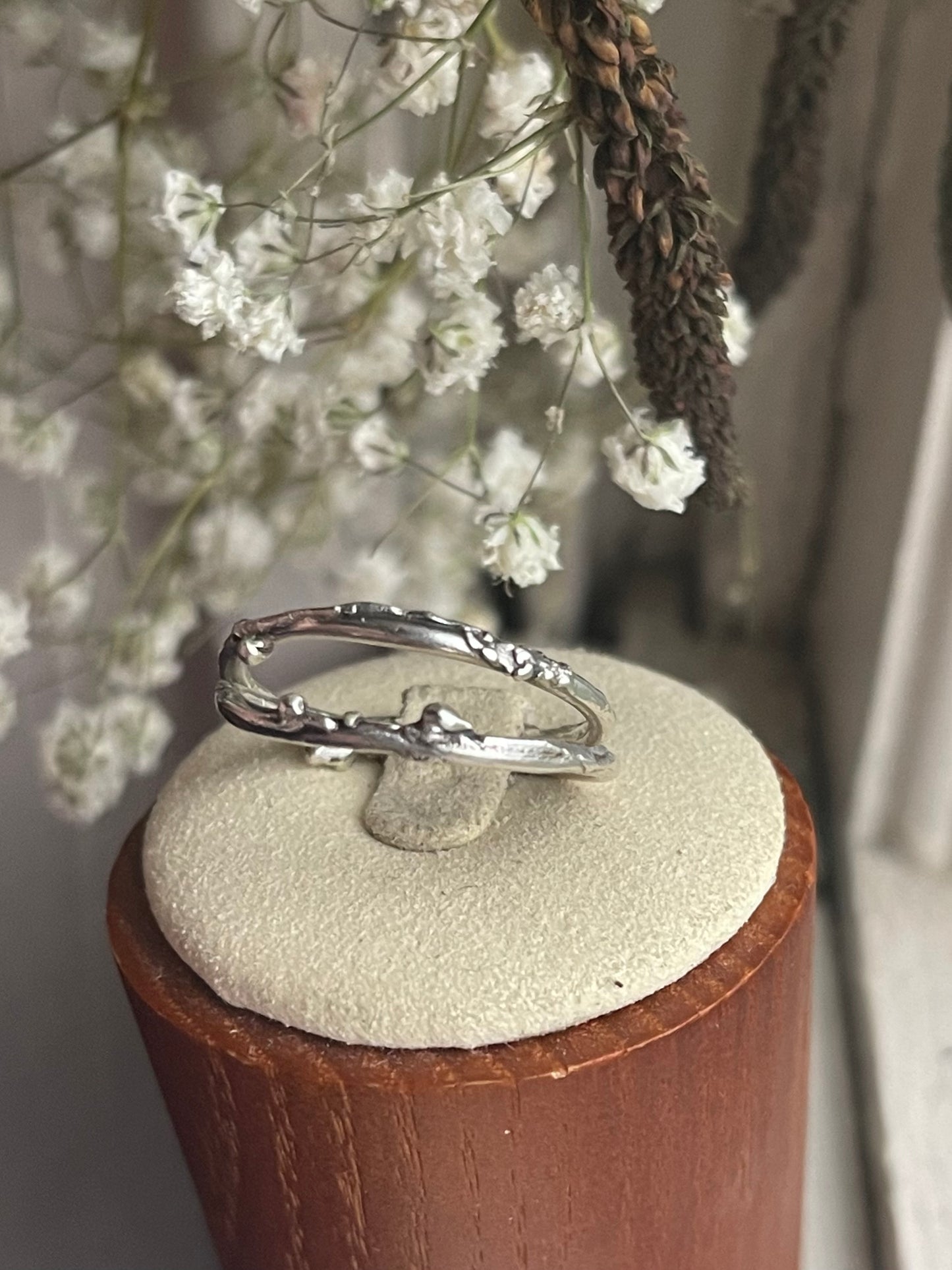 *MTO Selvage Shore Reticulated Silver Stacker Ring Band