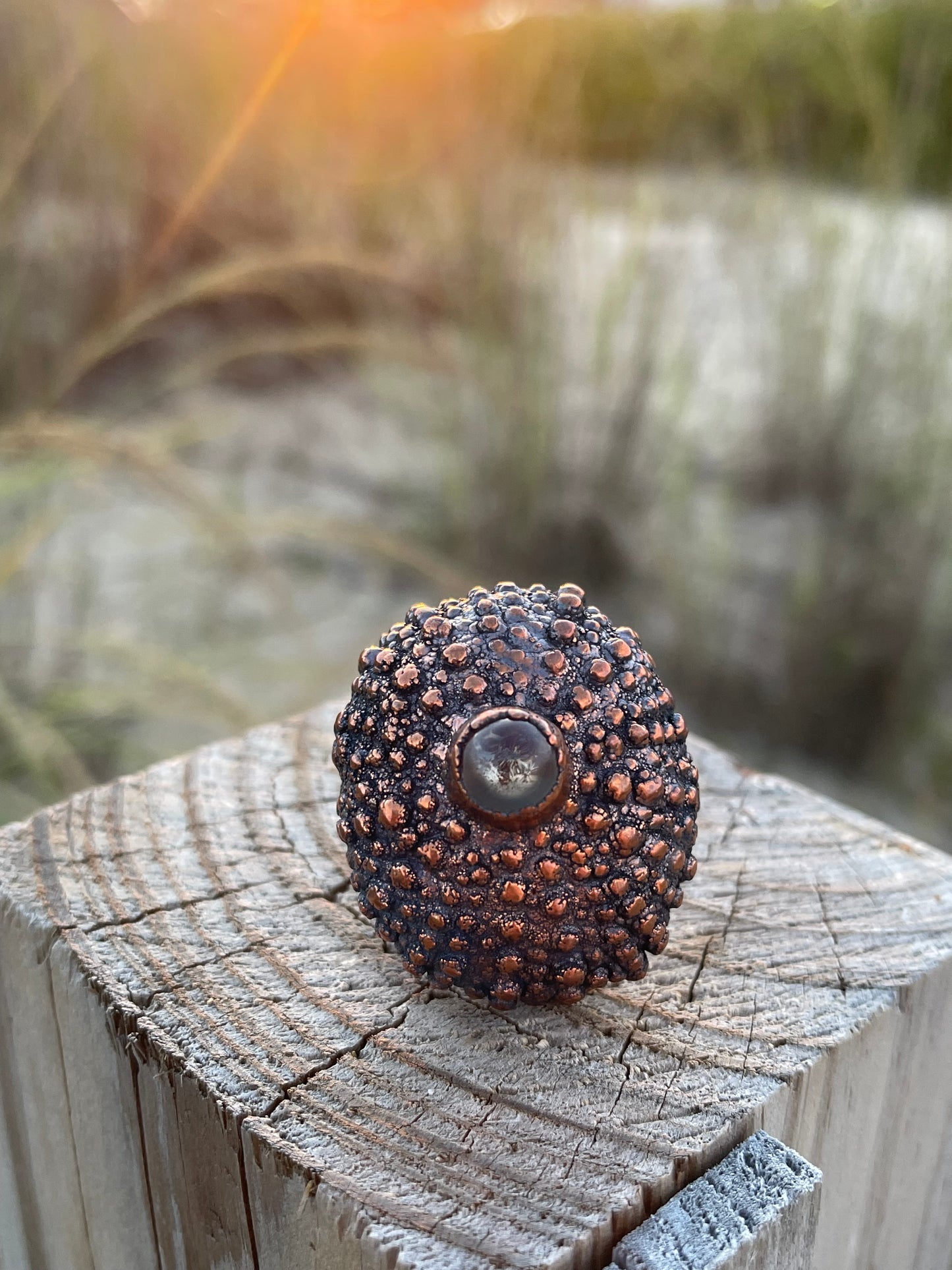 Sea Urchin Electroformed Copper Statement Ring