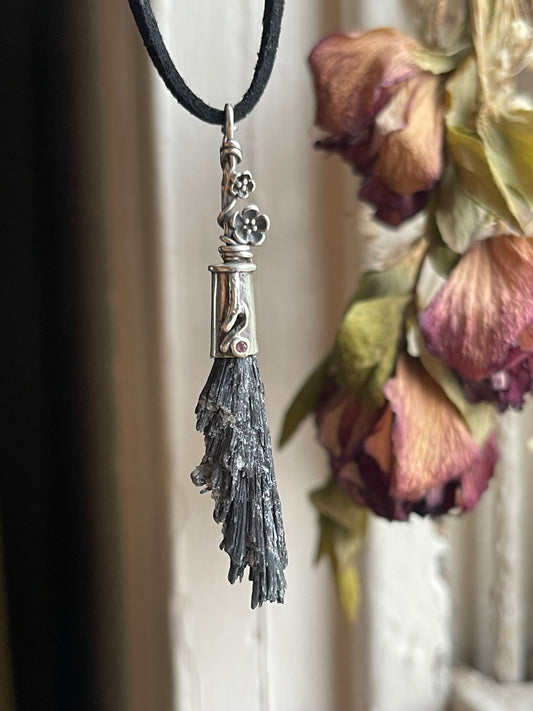 *Little Flower Witch Crystal Broom Pendant