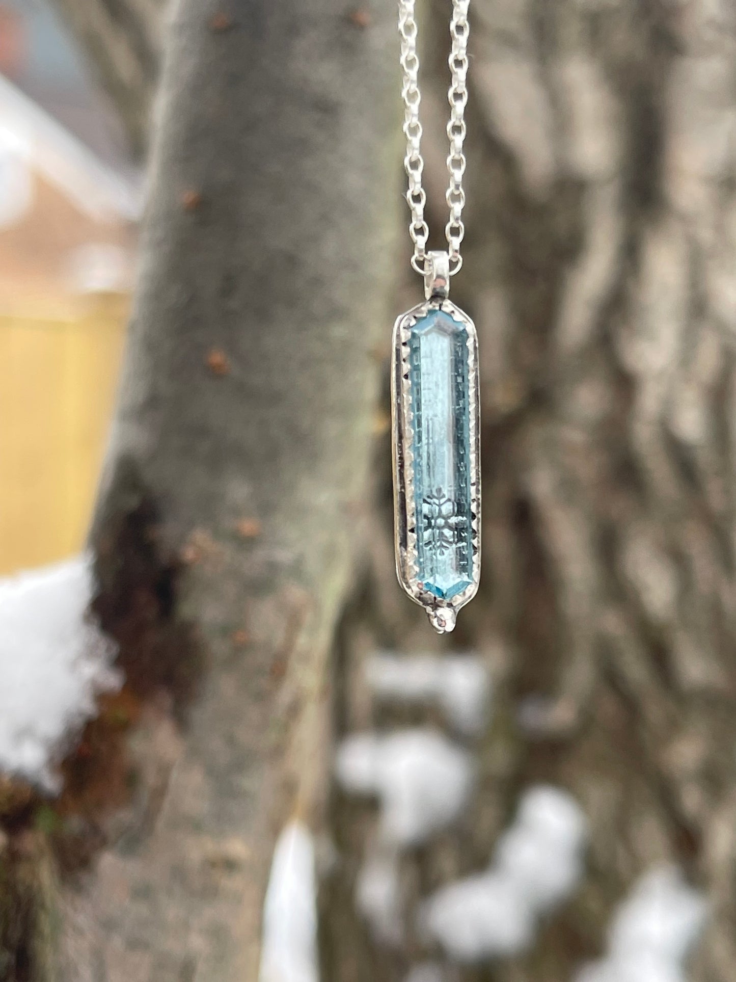 *The Stillness of Winter • Aquamarine Fine Silver Heirloom Pendant Necklace