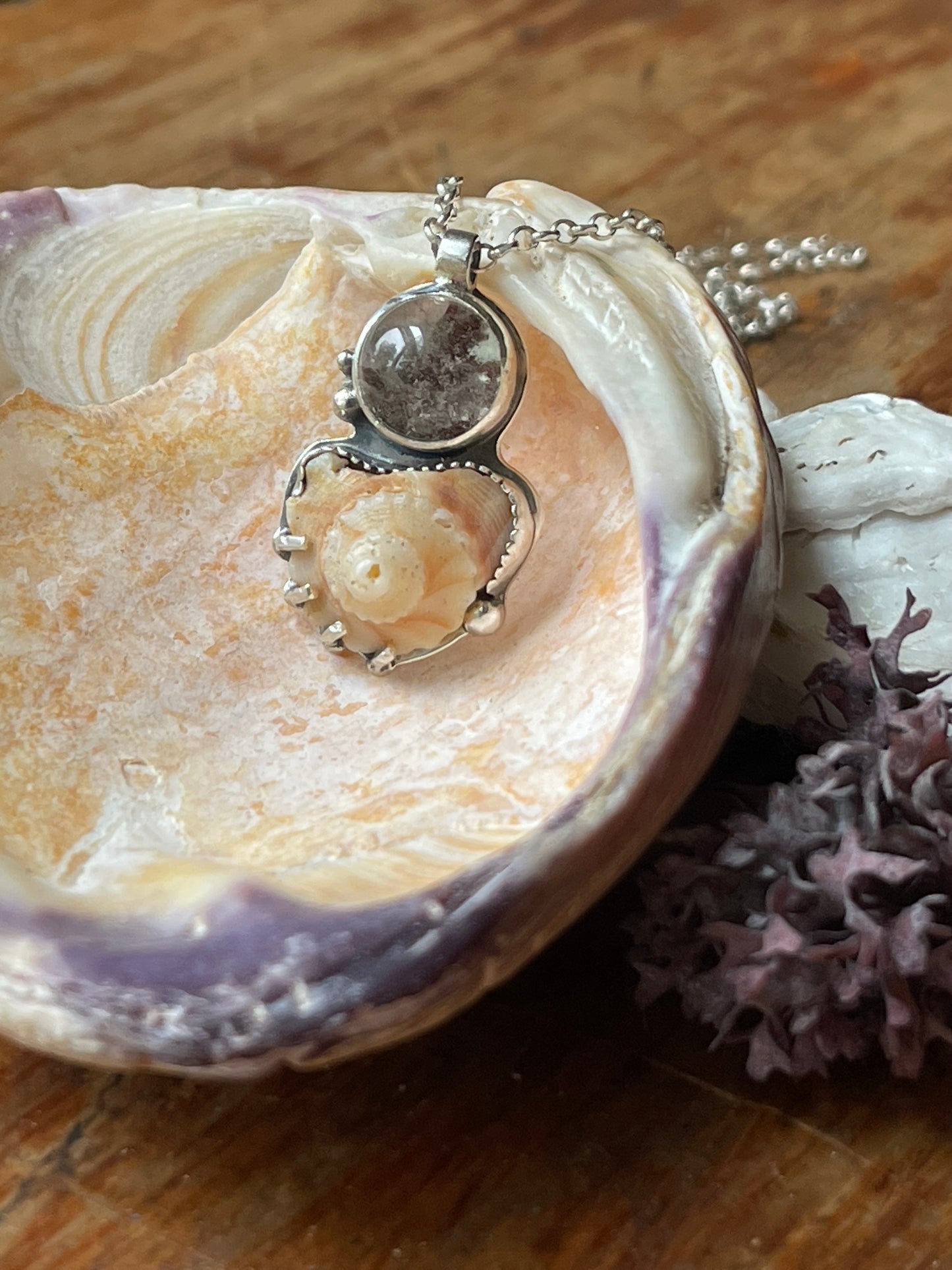 *Violet Tides • Seashell Garden Quartz Pendant Necklace • Sterling Silver