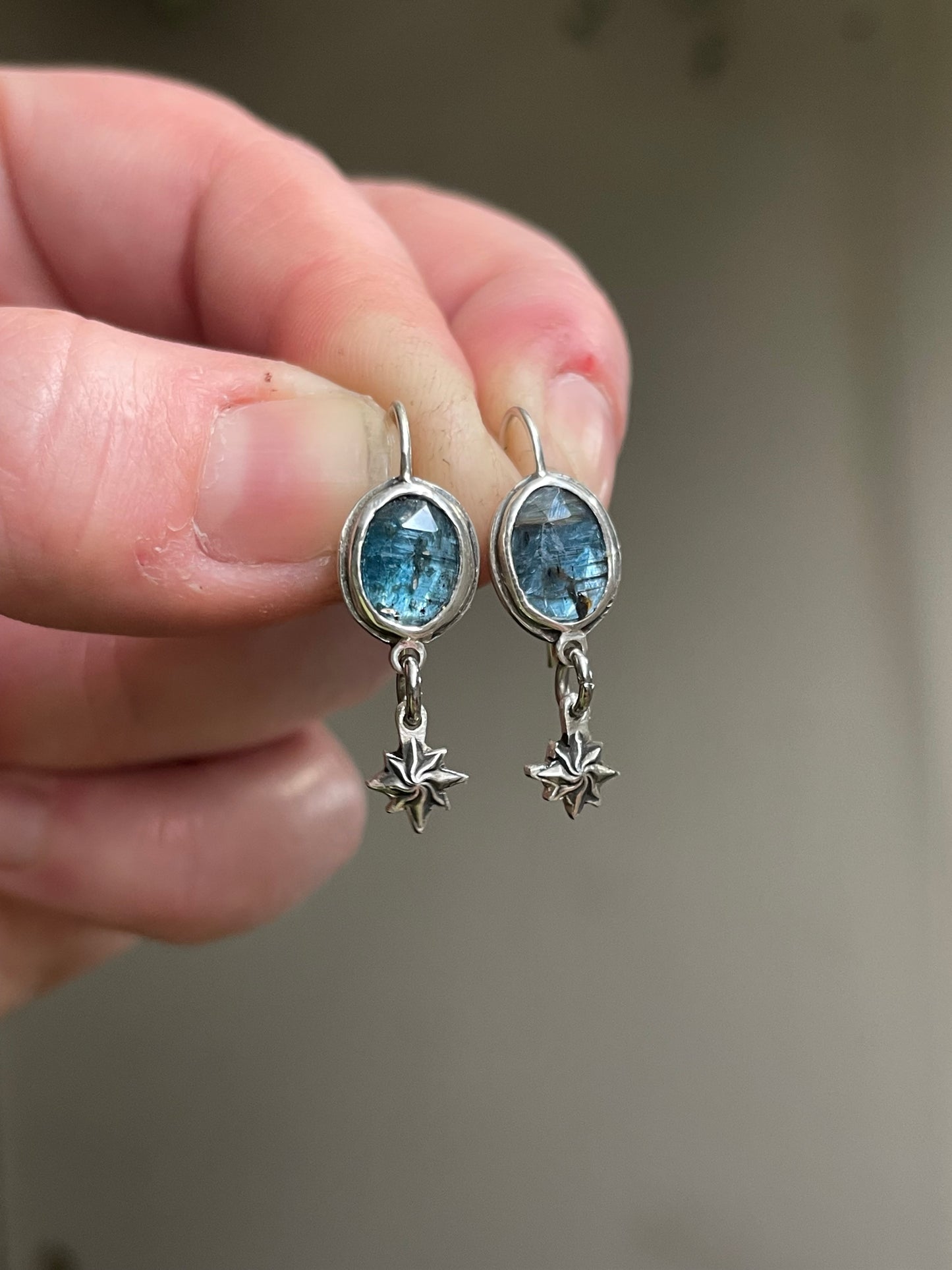 *Ocean of Starlight • Teal Kyanite Celestial Drop Dangle Earrings