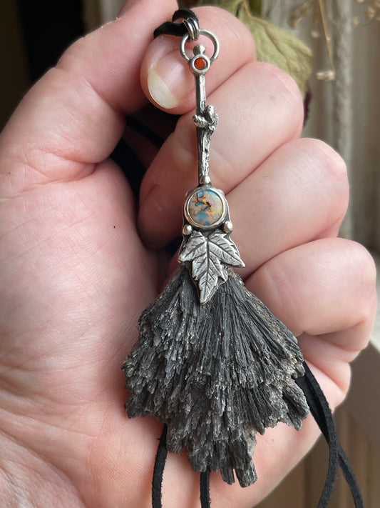 *Autumn Witch Crystal Broom Pendant