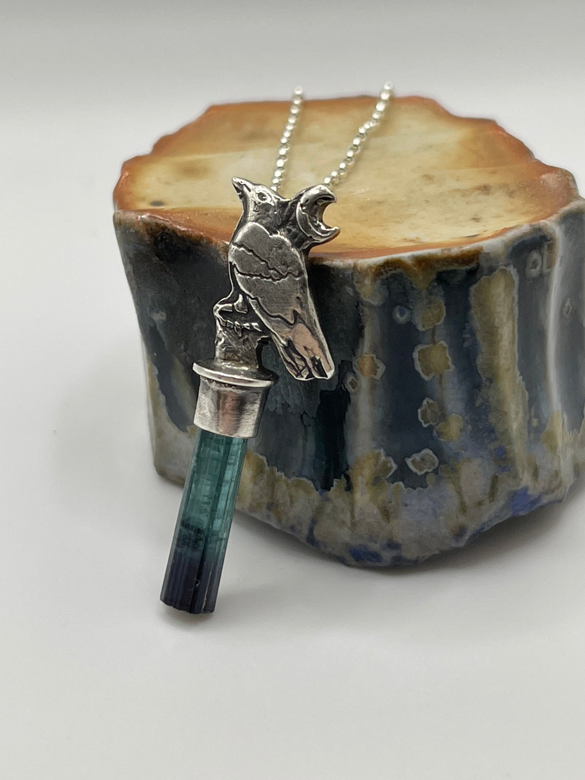 *Dark Raven • Bicolor Tourmaline Crystal Necklace • Sterling Silver