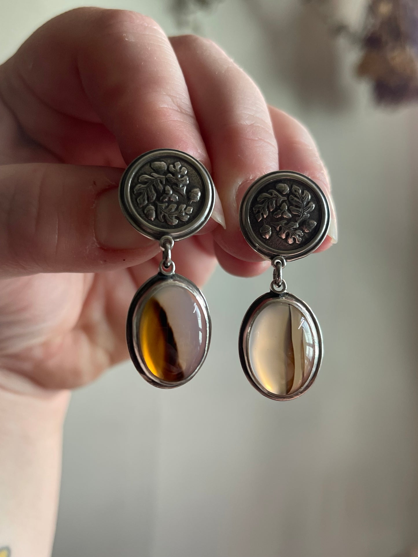 Acorn & Ember • Montana Agate Stud Dangle Earrings
