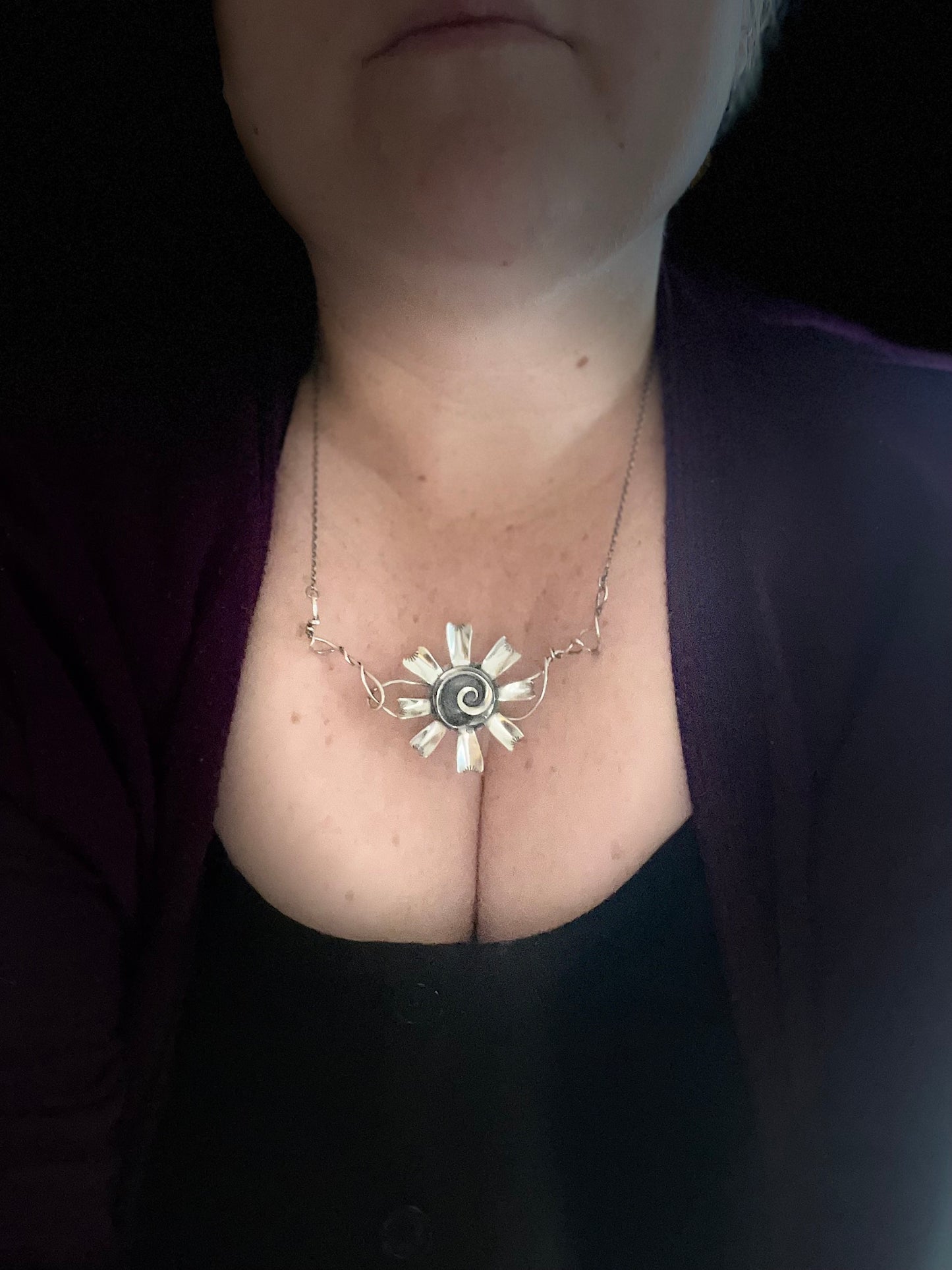 *Oh Dear • Sterling Silver Sculptural Viney Flower Neckpiece