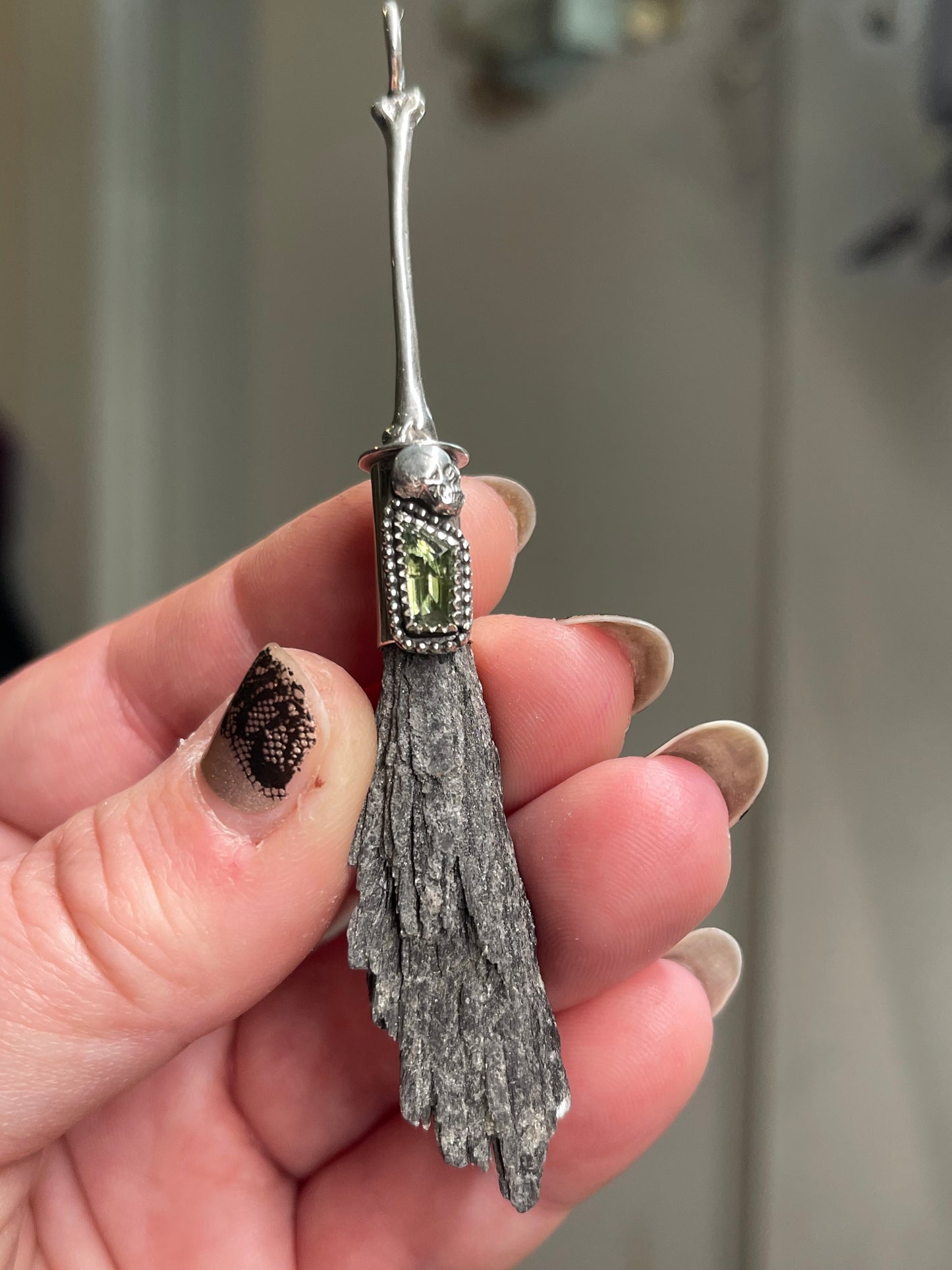 Bone Witch Sapphire Crystal Broom