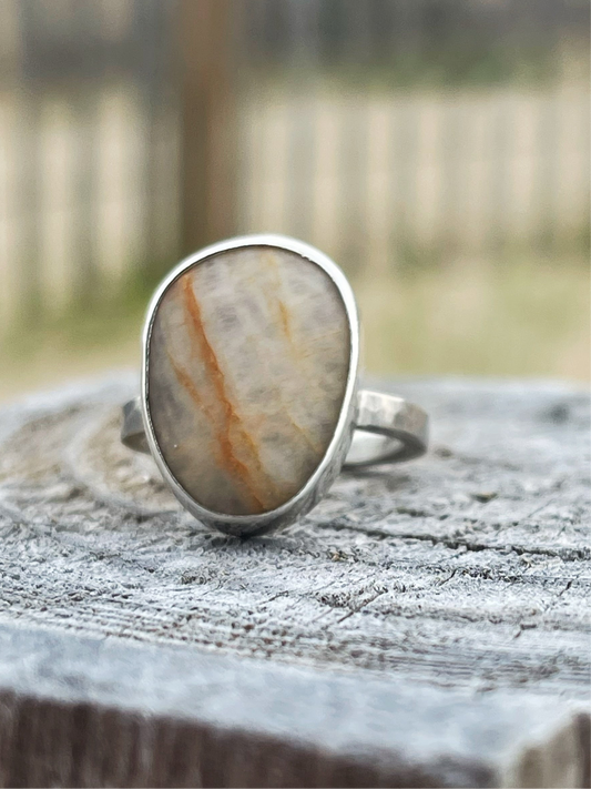 *Meet Me in Montauk • Seastone Solitaire Ring • Size 7 3/4