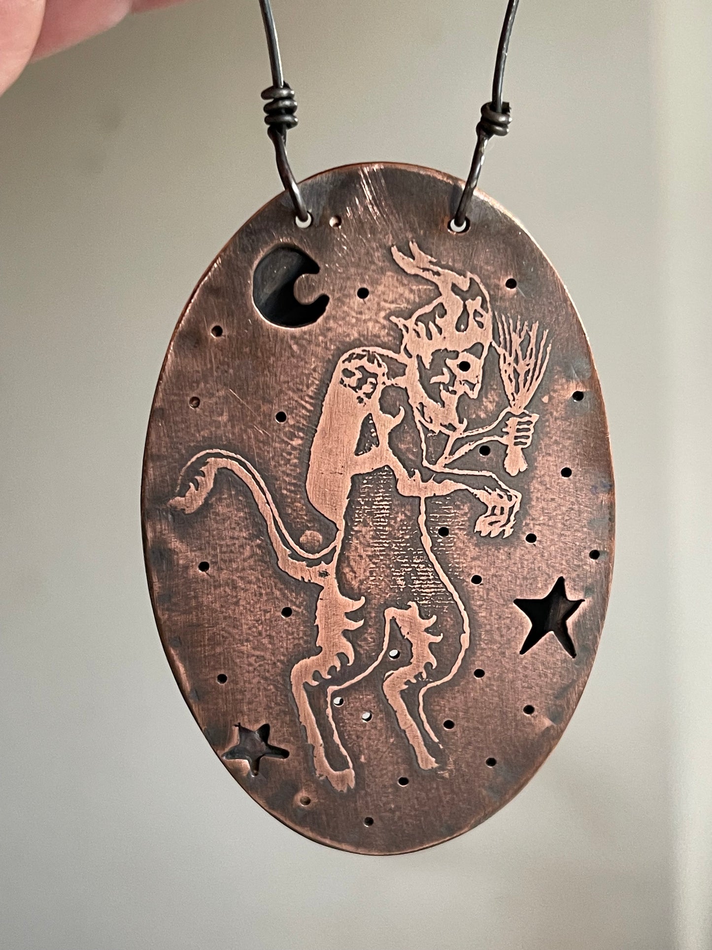 *Creepin’ Krampus • Hollowform Etched Copper Ornament