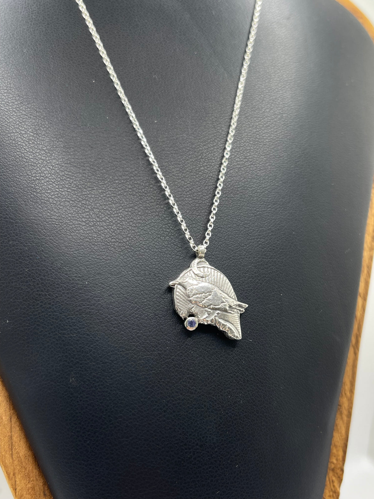 *Poe • Tanzanite & Sterling Silver Raven Charm Necklace