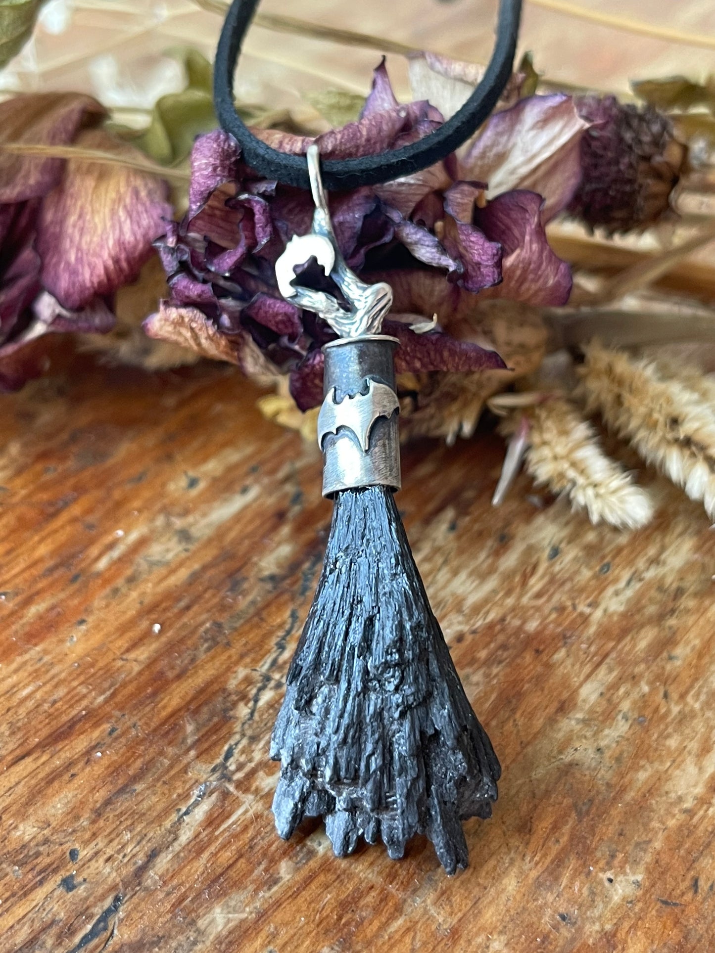 Creature of the Night Witch Crystal Broom Pendant