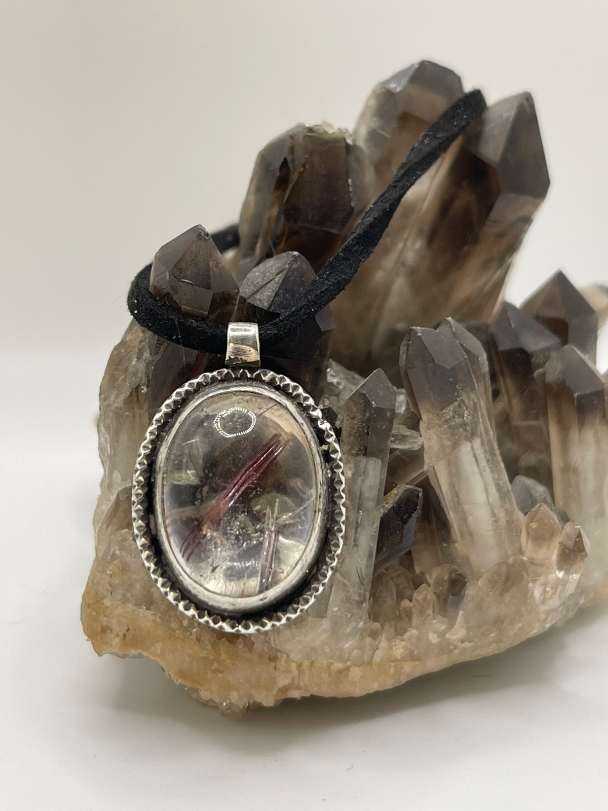 *Starman Waiting in the Night • Copper Rutilated Quartz Skull Pendant • Sterling Silver