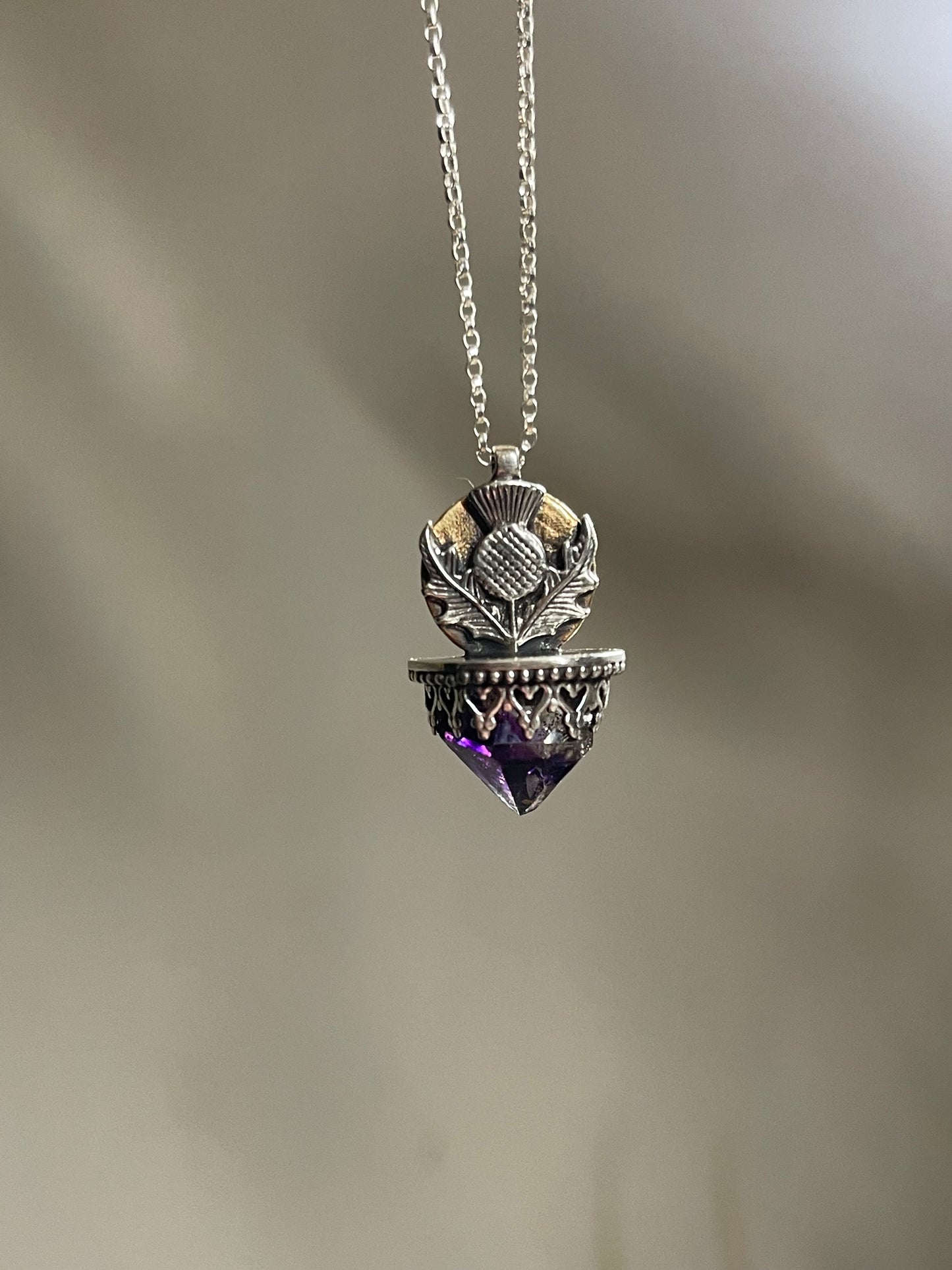 *Whispers of Resilience • Amethyst Crystal mixed metal pendant necklace