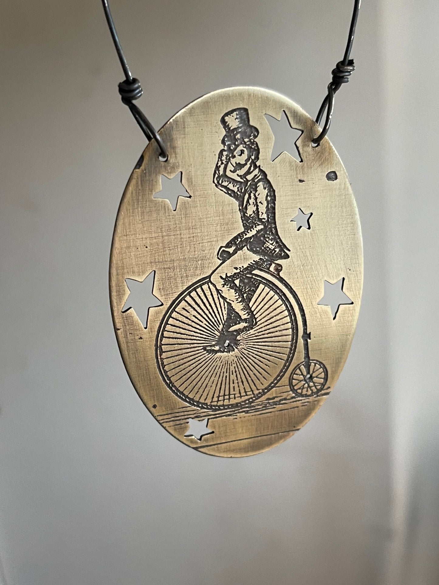 *Flying High on the High Wheel • Etched Brass Ornament