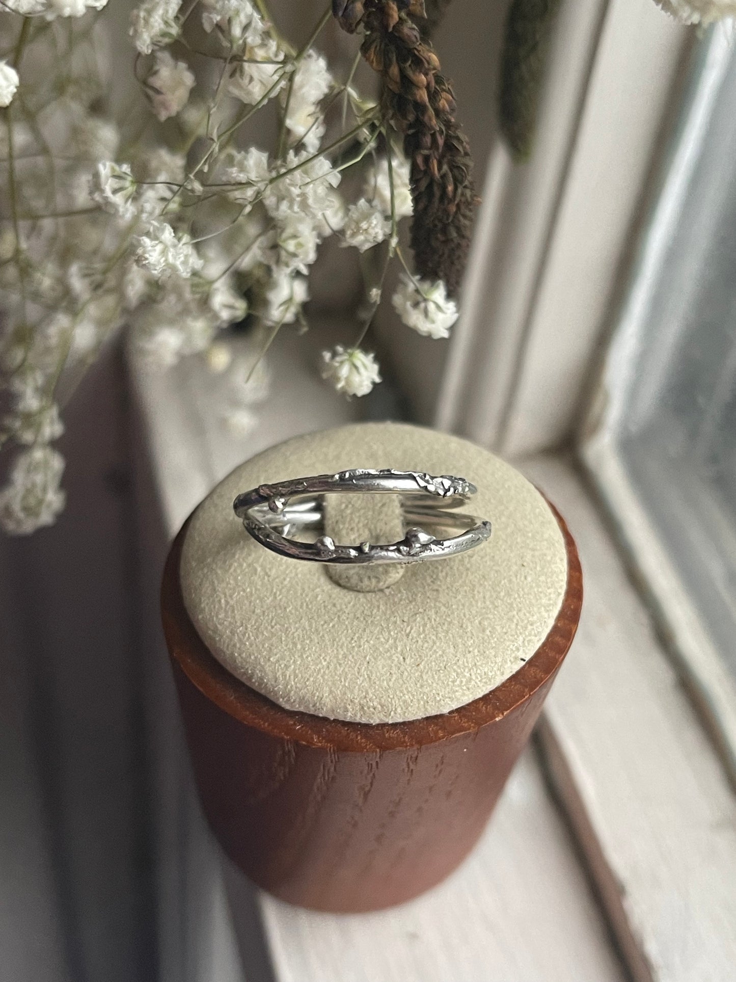 *MTO Selvage Shore Reticulated Silver Stacker Ring Band