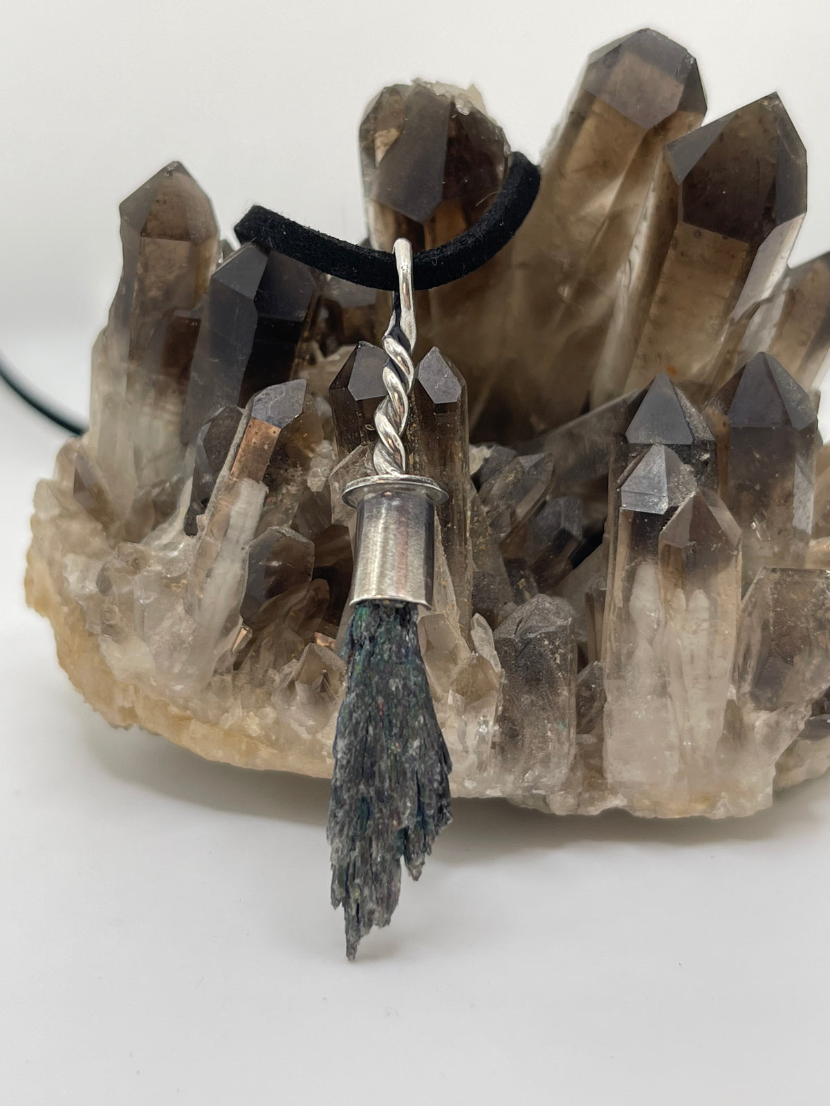 *Bebe Witch Broom Crystal Pendants • Black Kyanite & Sterling Silver