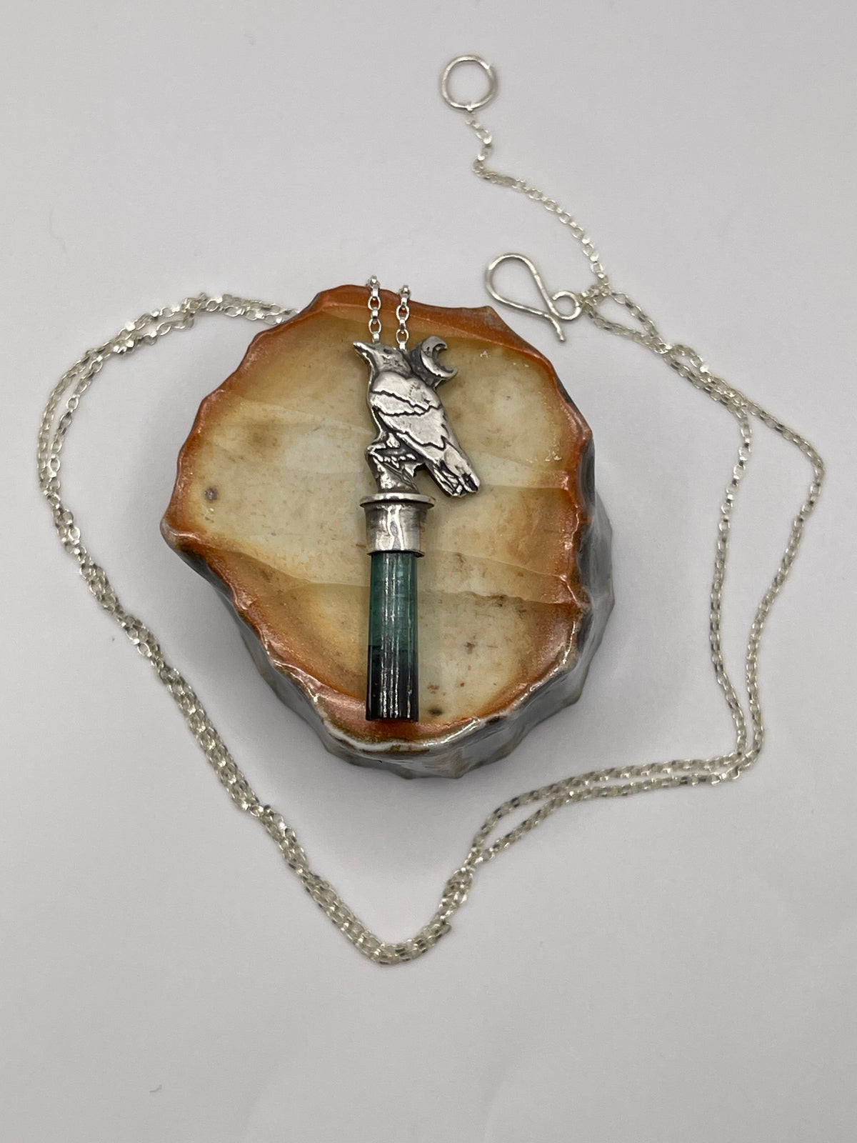 *Dark Raven • Bicolor Tourmaline Crystal Necklace • Sterling Silver