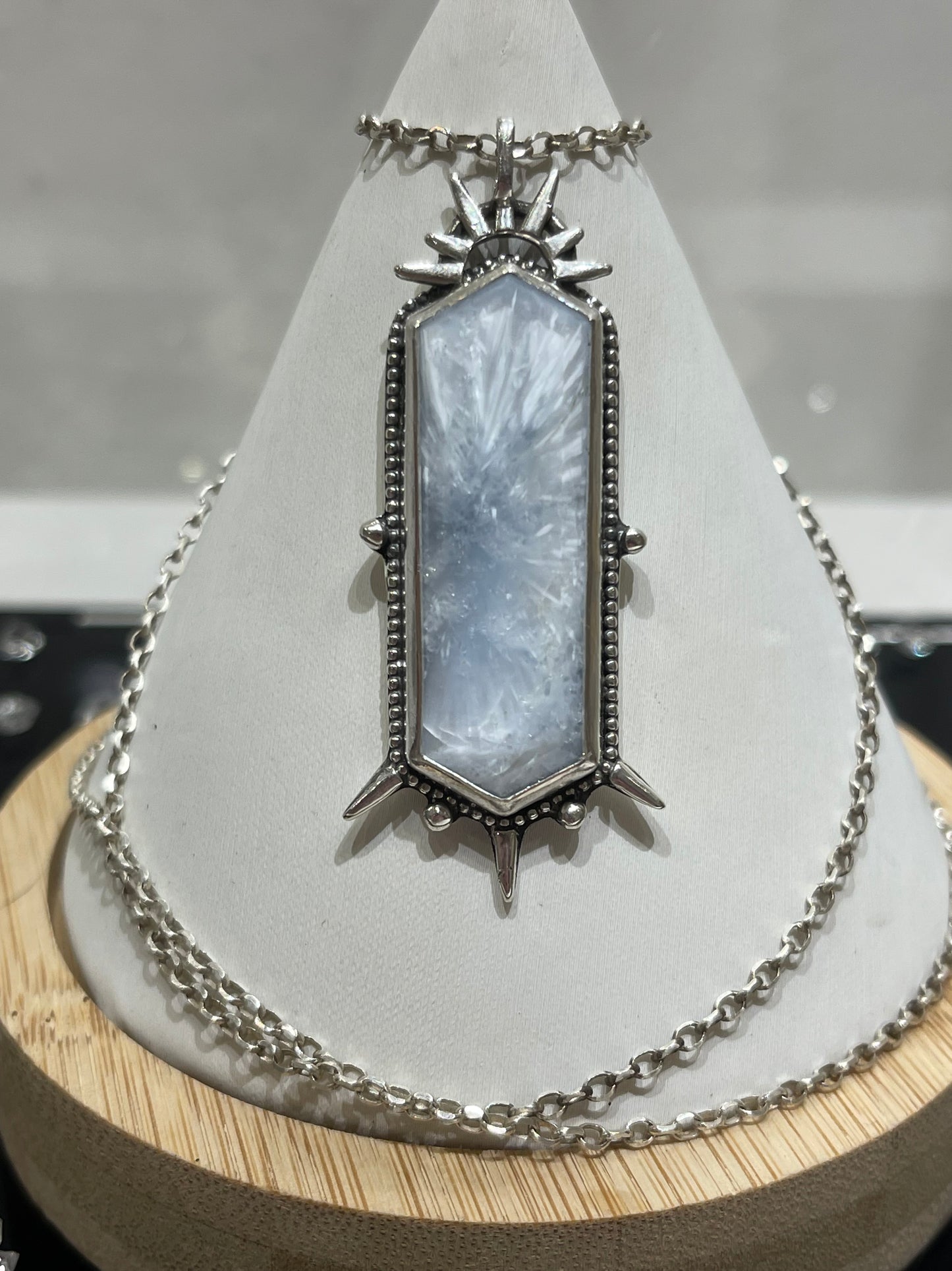 *Glacial Crown • Bridewell Stone Statement Pendant Necklace • Fine Silver