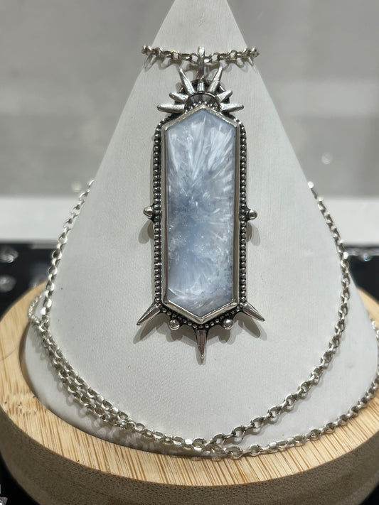 *Glacial Crown • Bridewell Stone Statement Pendant Necklace • Fine Silver