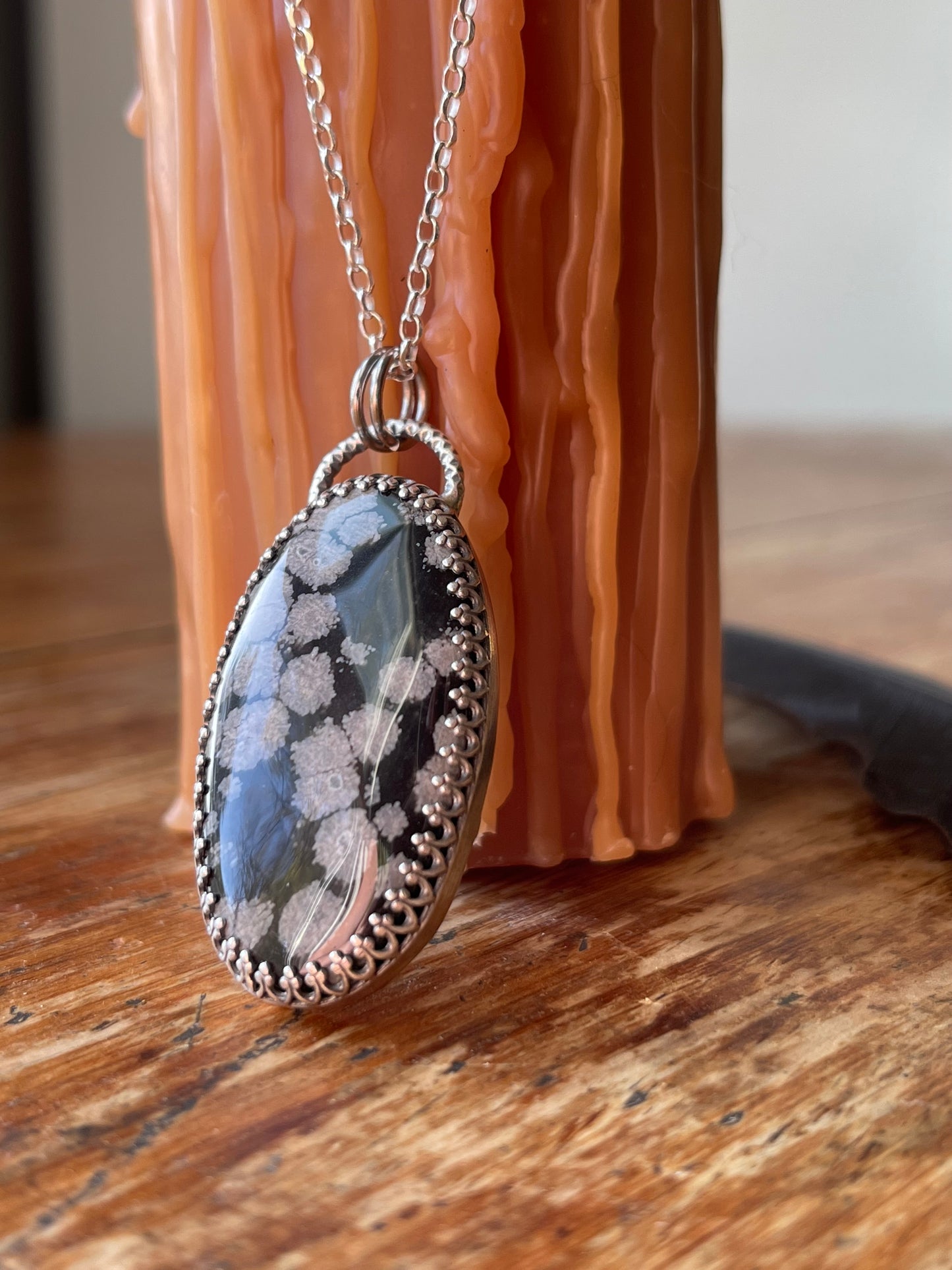 *The Hermit • Snowflake Obsidian Duel Pendant Necklace