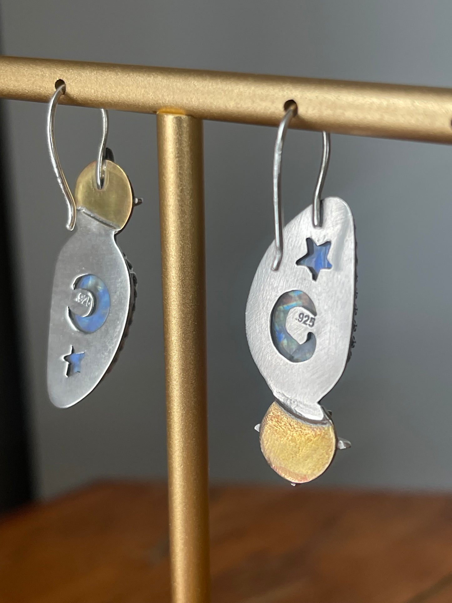 *Astral Reflections • Rainbow Moonstone Celestial Drop Earrings