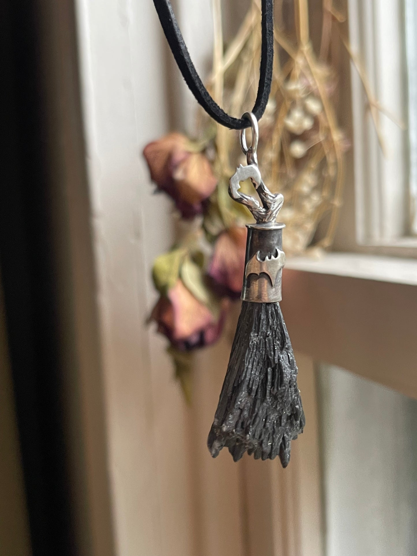 Creature of the Night Witch Crystal Broom Pendant