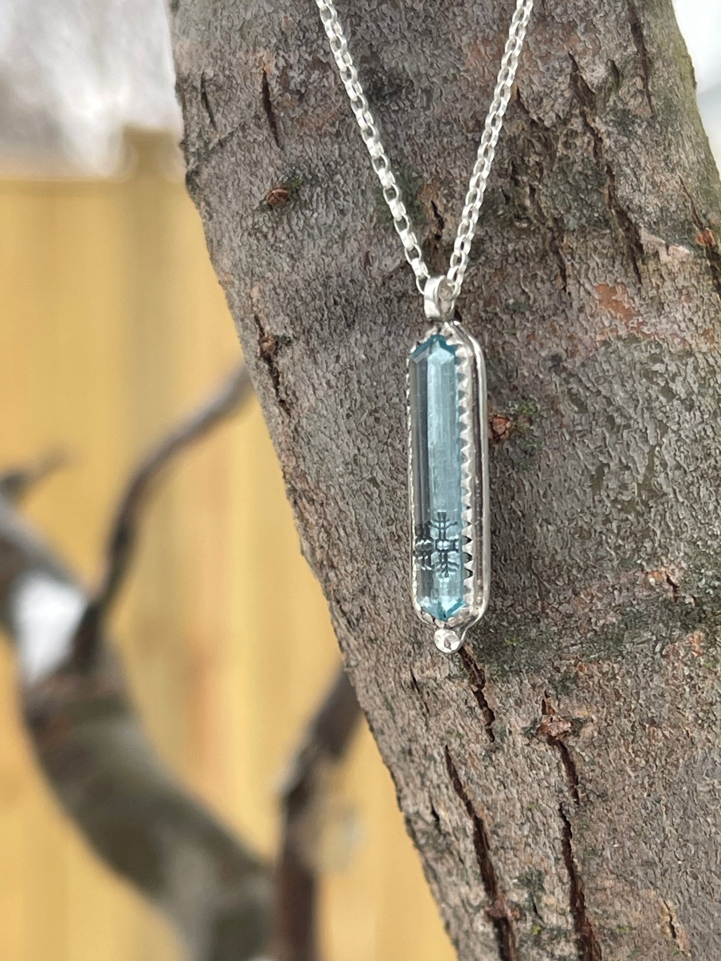 *The Stillness of Winter • Aquamarine Fine Silver Heirloom Pendant Necklace
