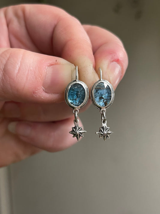 *Ocean of Starlight • Teal Kyanite Celestial Drop Dangle Earrings