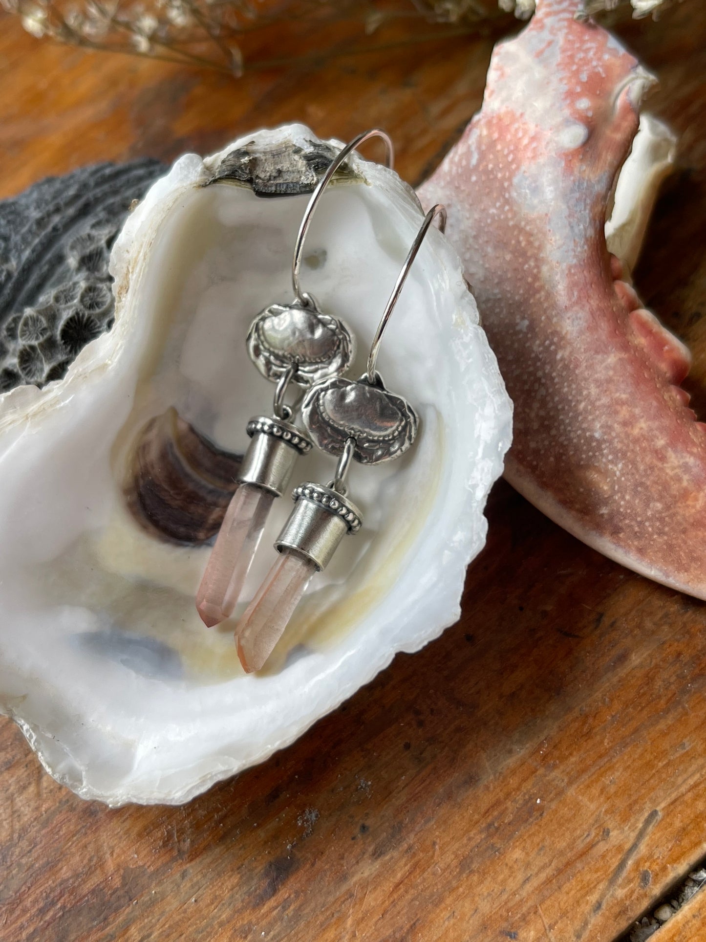 Crabbin’ Line • Red Quartz Crystal Dangle Crab Earrings