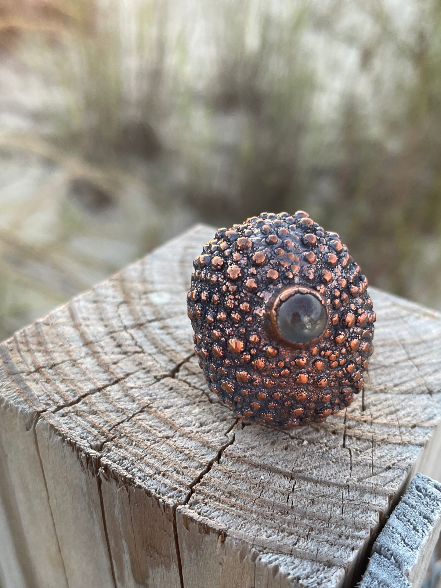 Sea Urchin Electroformed Copper Statement Ring