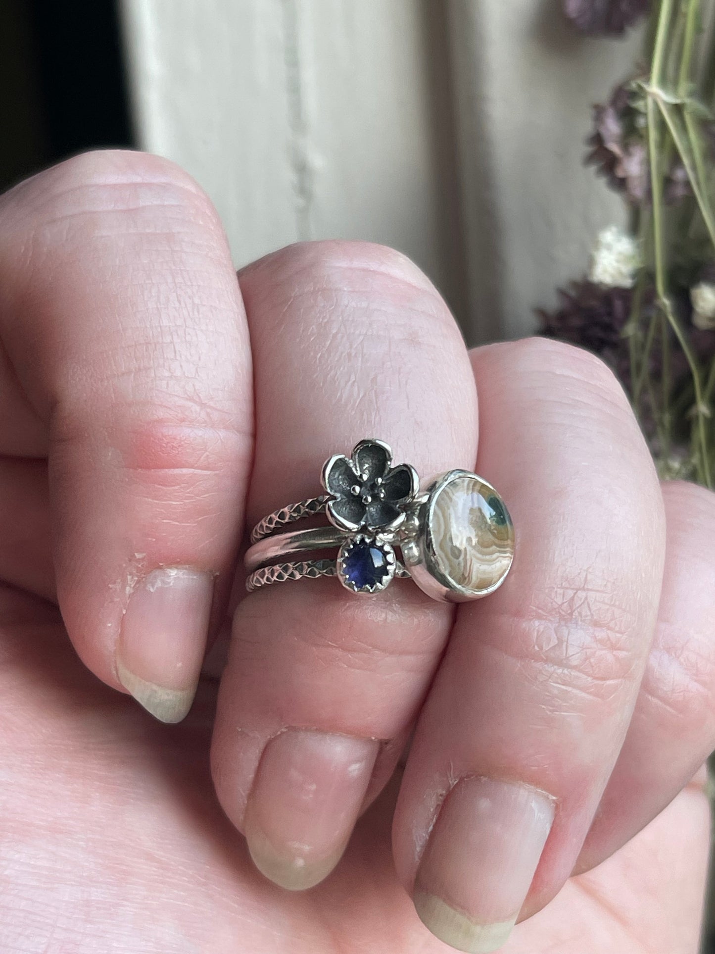 Beltane Blooms Ocean Jasper Stacker Ring Set