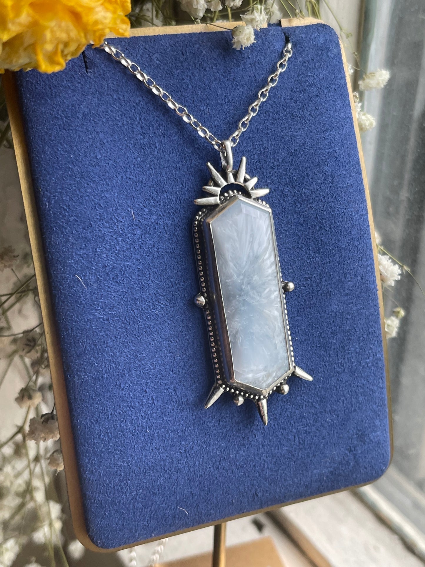 *Glacial Crown • Bridewell Stone Statement Pendant Necklace • Fine Silver