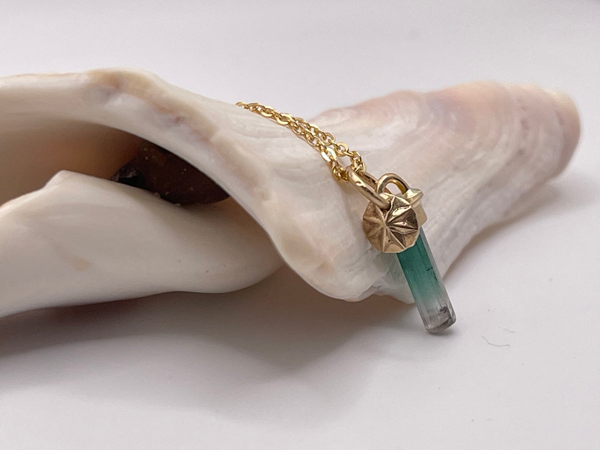 *Astoria & Thalassa • Solid 14K Gold Watermelon Tourmaline Crystal Pendants