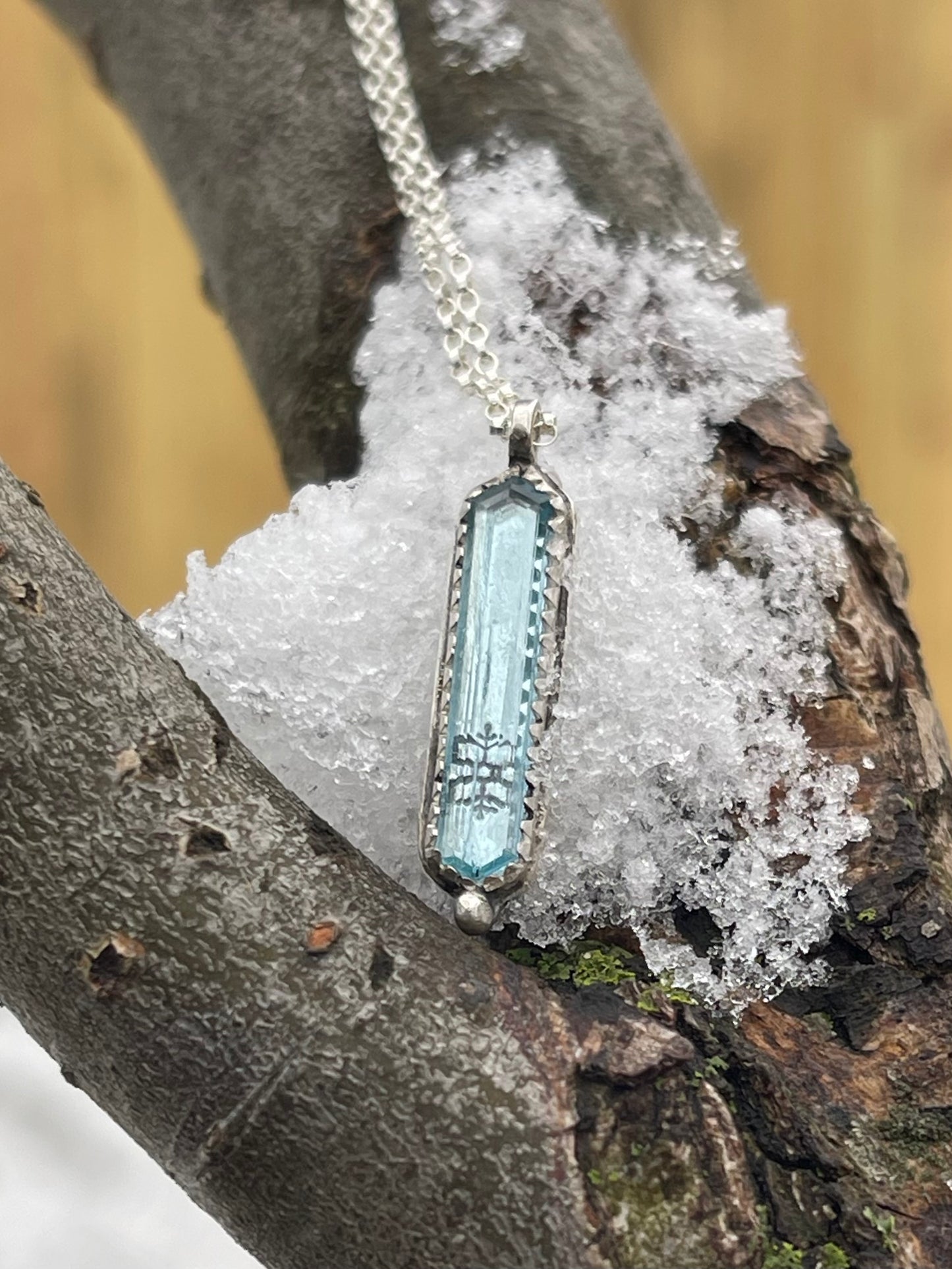 *The Stillness of Winter • Aquamarine Fine Silver Heirloom Pendant Necklace