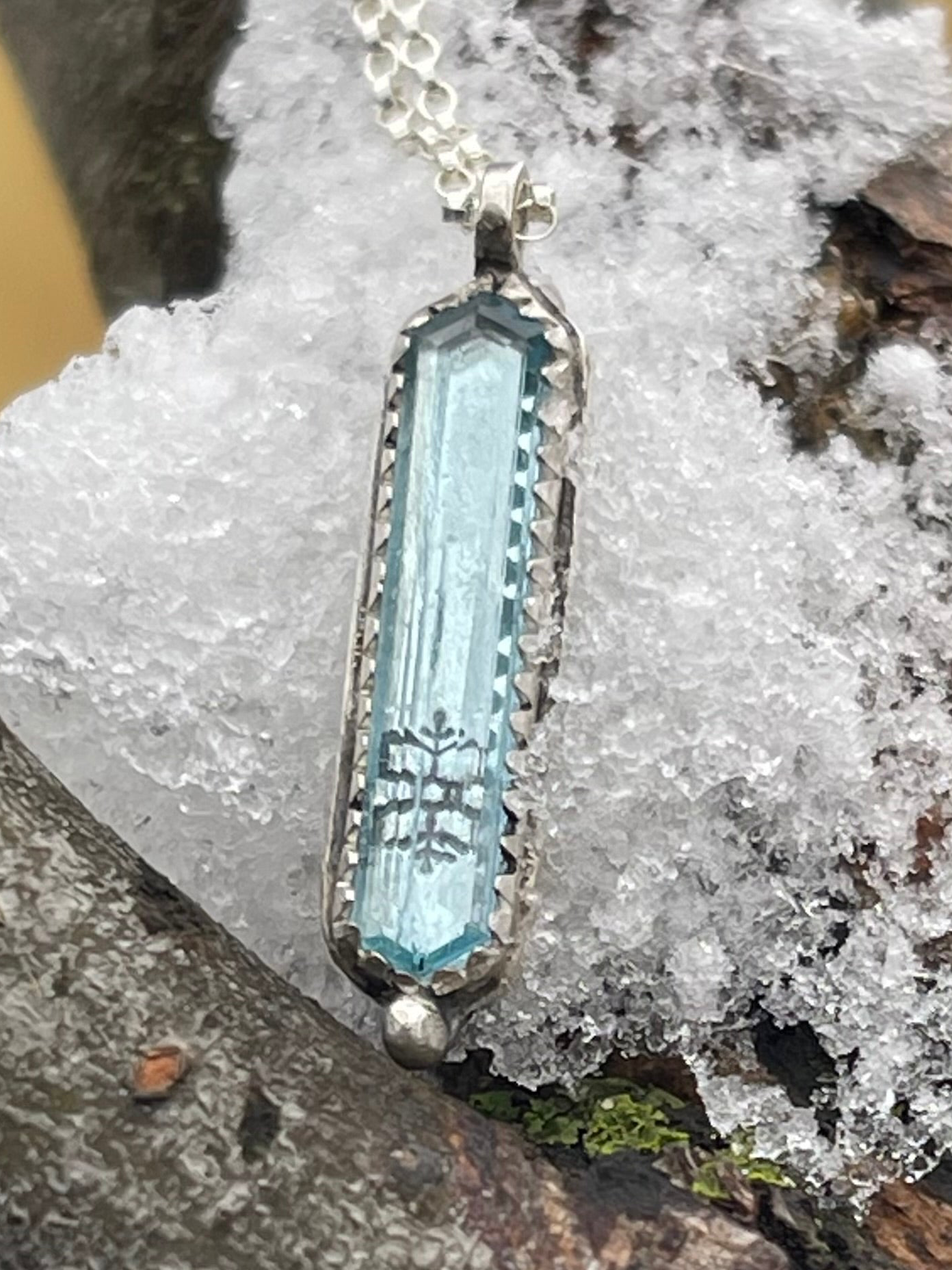 *The Stillness of Winter • Aquamarine Fine Silver Heirloom Pendant Necklace