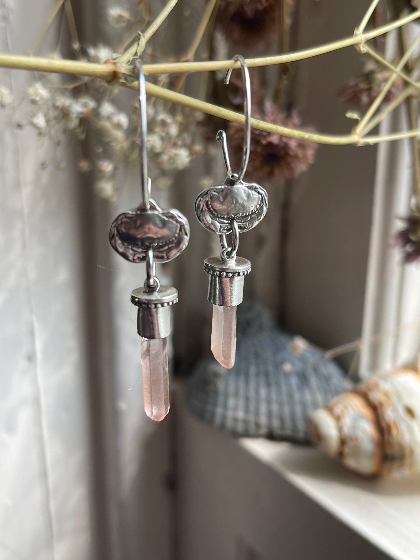 Crabbin’ Line • Red Quartz Crystal Dangle Crab Earrings